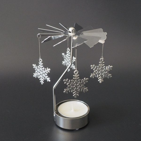 

multi-shape romantic spinning rotary metal carousel light stand candle holder christmas decoration party supplies color sliver