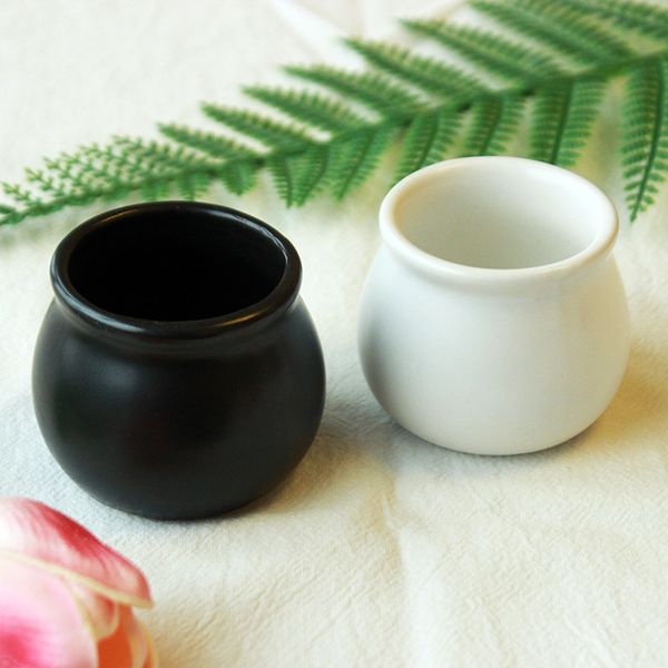 

succulent pot small ceramic flower pot bonsai planter mini small round black white color home decor