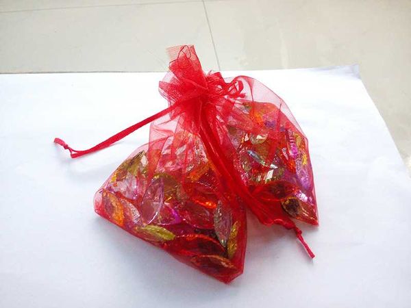 

500pcs 10*15 red gift bags for jewelry/wedding/christmas/birthday organza bags with handles packaging yarn bag