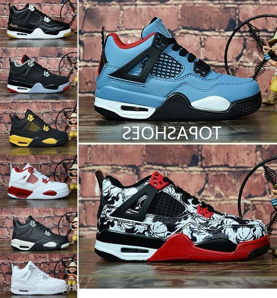 

wholesale kids boy girls children designer shoes 4 basketball shoes outdoor sports shoes gym red chicago 4s luxury athletic sneakers 28-35