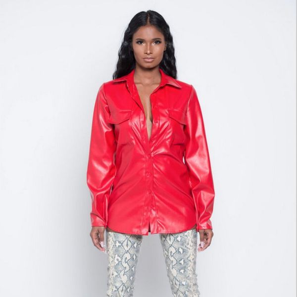 

new style 2020 fashion popular ladies solid faux leather coat 1091, Black