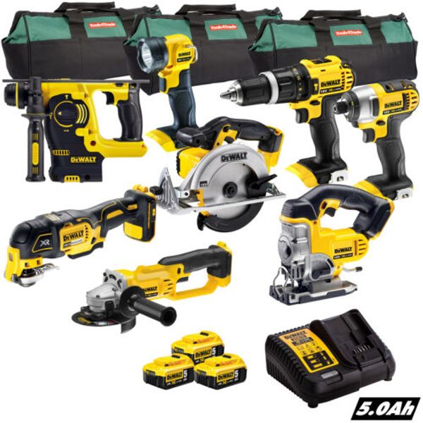 

Dewalt 18v xr cordle li ion 8pc mon ter kit with 3 x 5 0ah batterie charger