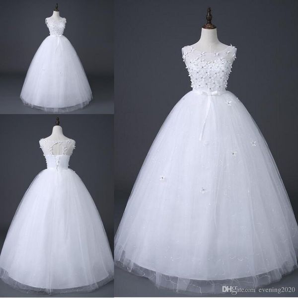 

plus size romatic customized ball gown wedding dresses new arrival white sleeveless lace up applique wedding gowns