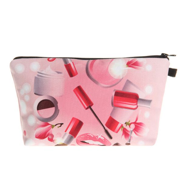 

ladies travel organizer cosmetic bag 3d printing makeup bags with multicolor pattern cute cosmetics cases pouchs