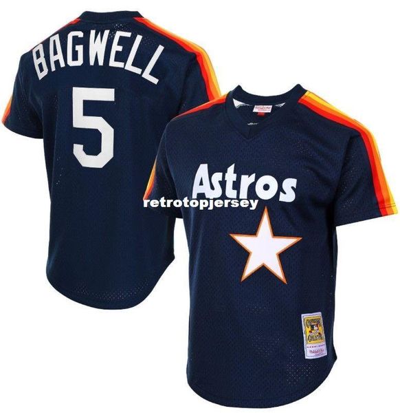 

mitchell ness houston # 5 bagwell batting practice mesh jersey throwbacks mens stitched baseball jerseys, Black;blue