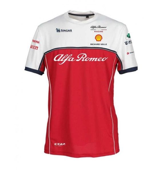 

F1 Formula One с коротким рукавом футболки 2020 Новый Alfa Romeo Спортивный костюм вокруг шеи Tee с коротким рукавом Футболка