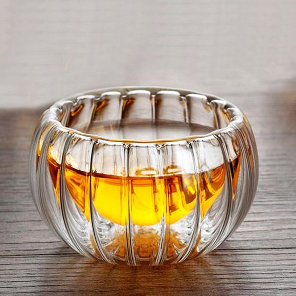 50ML двойная стена тыква в форме тыква в форме чашки чашки теплостойкого двойного слоя стеклянная чашка для питья творческий подарок