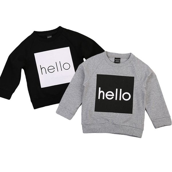 

2017 autumn toddler kids boy girl long sleeve hello print hoodies sweatshirt children clothes for 1-6y, Black