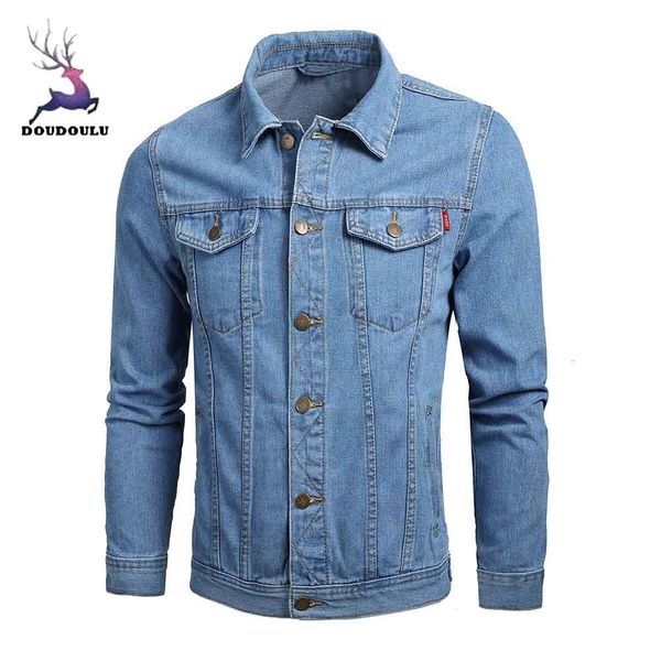 

doudoulu men's autumn winter casual long sleeve turn-down collar solid denim jacket coat mens coats casual winter warm #ss, Black;brown