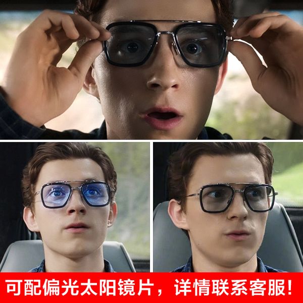 

iron man downey same paragraph glasses spider-man edith sun glasses mens-radiation-blue box myopia sunglasses, White;black