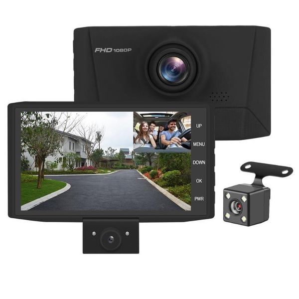 

505 dual lens car dvr camera hd 1080p dashcam recorder with rearview camera