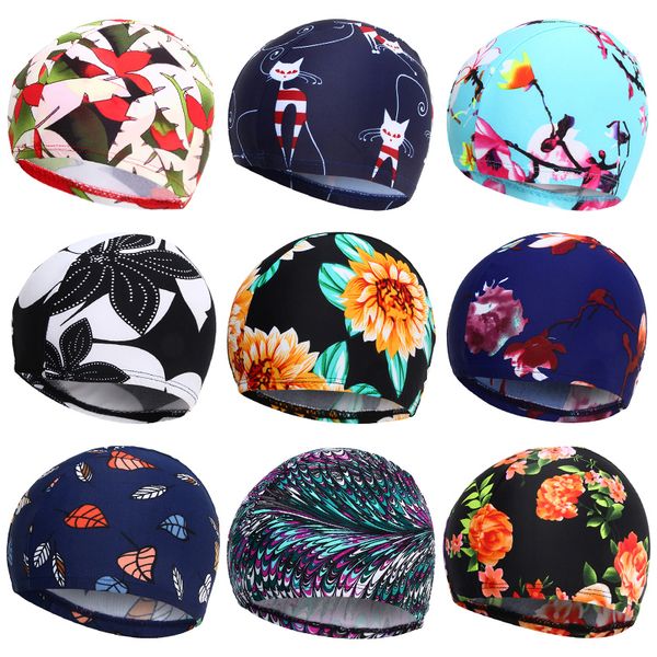 

youyou elastic fabric swimming caps size waterproof sports protect long hair ear swim pool hat for girls & women adults