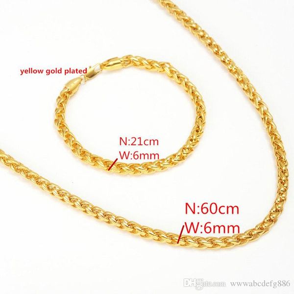 

brazil long chain 14k yellow gold filled 6mm pillar rod cuban link chain men hip hop jewelry wholesale bracelet necklace select, Silver