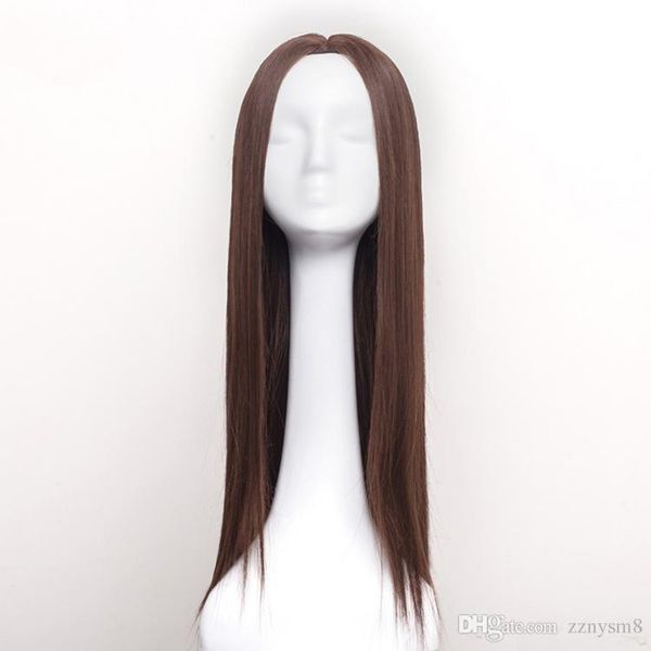 

wig women's long hair straight wig long curly hair high temperature silk fiber, Black