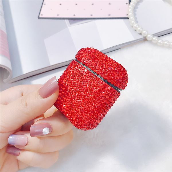 

airpods 1/2 protective case luxury flash diamond bluetooth headset cover for apple 1/2 generation fashion storage box 7 colors wholesale