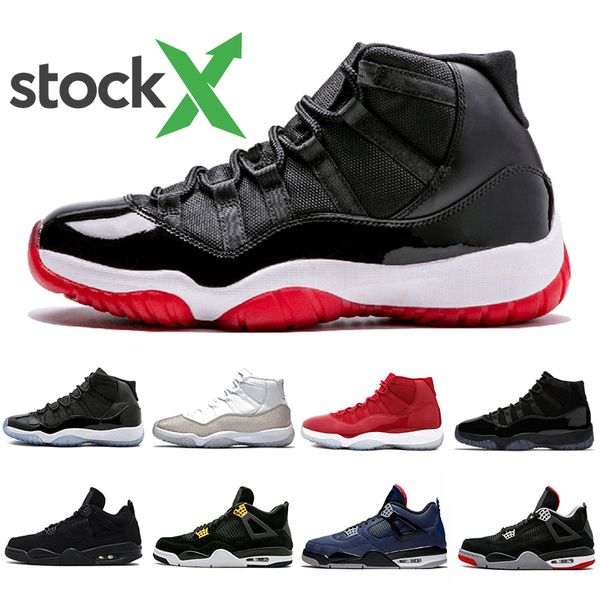 

stock x 378037-061 bred 2019 11 mens basketball shoes 11s concord space jam metallic silver wmns men women athletic sports sneakers 5.5-13, White;red