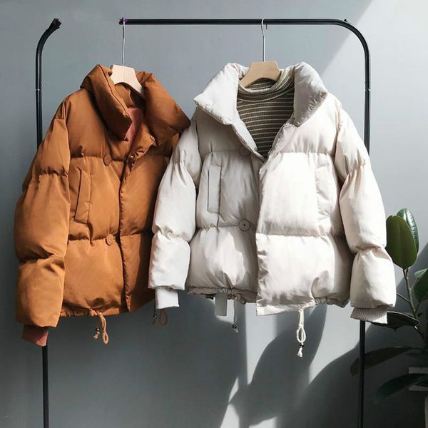 

2019 thicken women parkas casual turtleneck loose down jacket female warm cotton padded winter windbreaker snow coats, Black