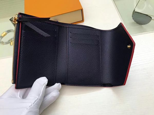 

short dust brand holder purses with famous women/men genuine leather 12cm empreinte card wallets box bags c#2 xrvuk, Red;black