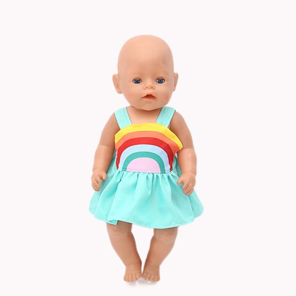 

rainbow dress doll clothes born baby fit 17 inch 43cm doll accessories for baby gift
