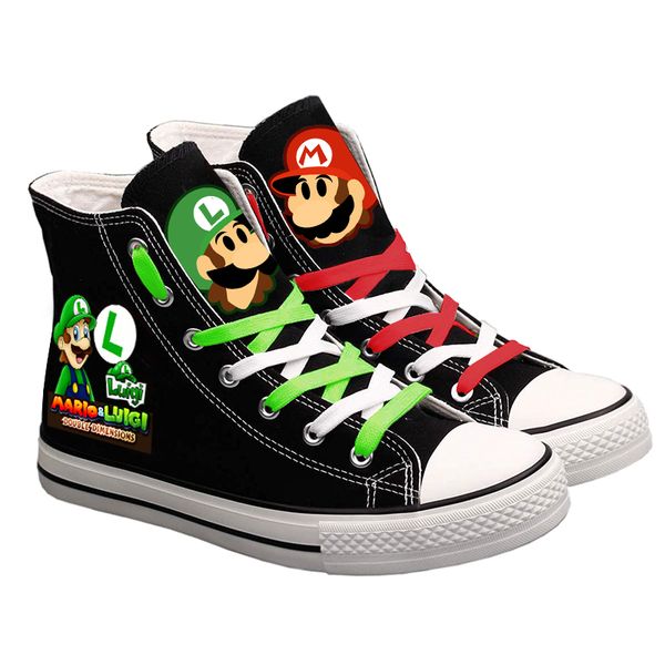 

Cute Super Mario Printed Sneakers Women Men Canvas Shoes Cartoon Casual Shoes Teenagers Boys and Girls Sports Shoes Black Color