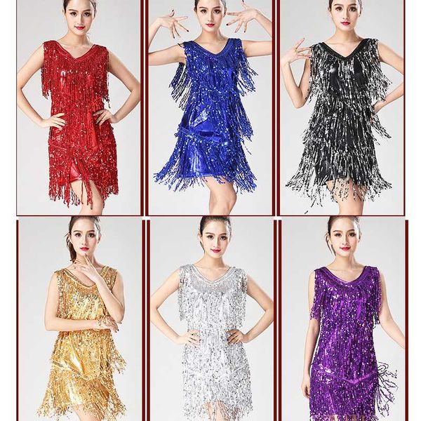 

2020 latin dance dress special offer latin dance dress women costume dresses fringe costume, Black;red