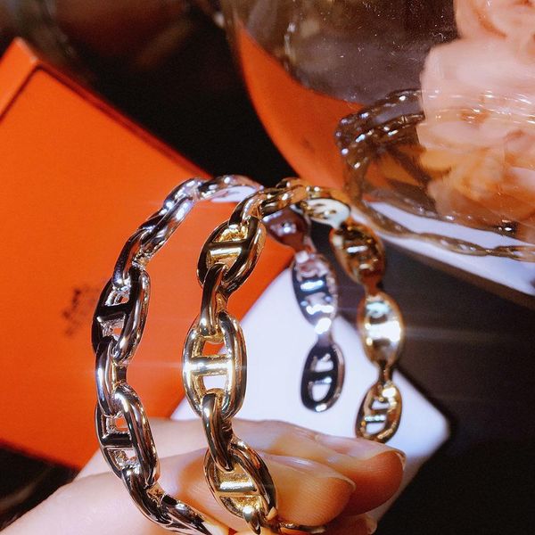 

2020brand pure 925 sterling silver jewelry for women steam punk lock bangle circle h wedding jewelry fashion party luxury bracelet mx190718