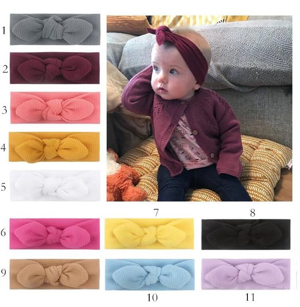 

baby girl bow headband fashion soft rabbit ear headwraps girl infant bow knot head band hair accessories, Slivery;white
