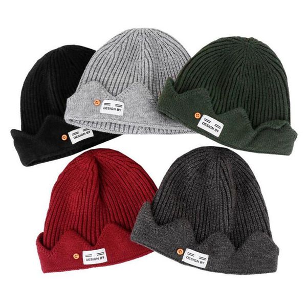

2020 new hip hop beanie skullcap street knitted hat women men casual solid pumpkin portable melon cap, Black