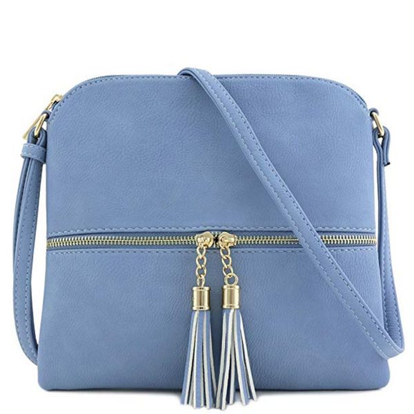 

2019 new fashion casual women leather tassel crossbody bag pure color shoulder bags messenger bag