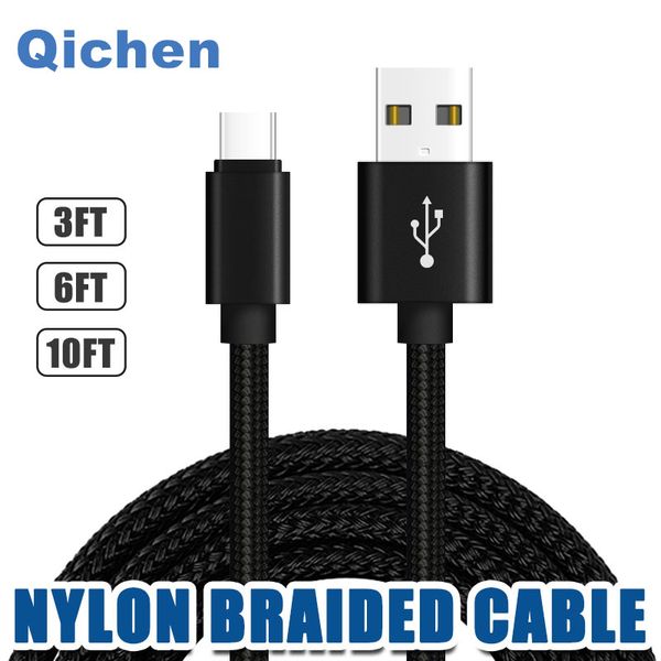 

Qichen qichen 3ft 6ft 10ft braided micro u b cable metal hou ing type c charging cable for am ung 8 android mart phone