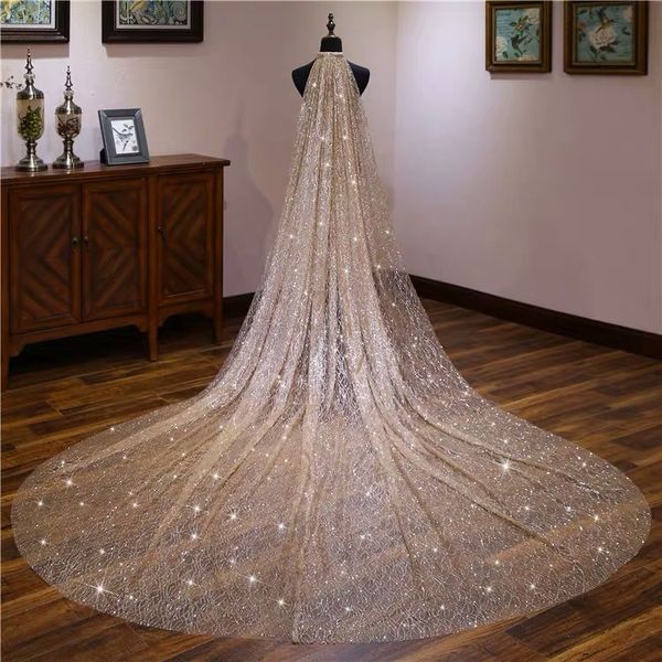 

gold white blingbling glitters bridal veils luxury wedding veil bride 3*3.5meters long cathedral veil with comb peigne mariage, Black