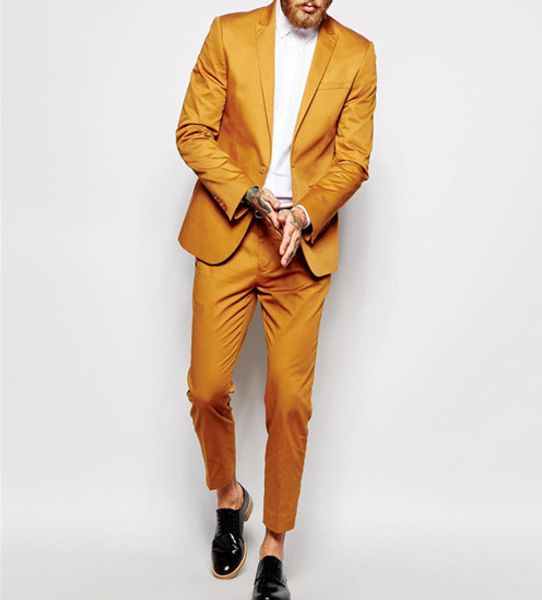 

new gold temperament men's two-pieces suits for men custom made groom men formal business wedding, White;black