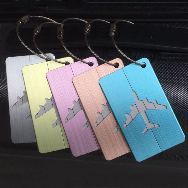 

airplane shape brushed square luggage tag luggage checked boarding elevators travel accessories luggage tag for bags label, Black