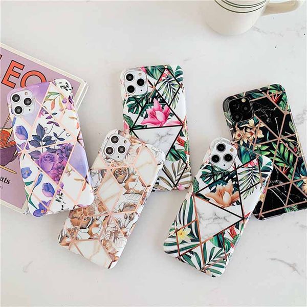

phone case for iphone 11pro/11/11promax xs/x xr xsmax 7p/8p 7/8 6p/6sp 6/6s flower patchwork print protective tpu back cover 5 styles