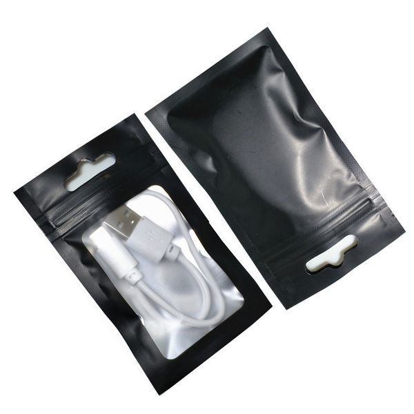 

11 sizes available matte clear black aluminum foil package zipper lock bag with hang hole retail storage pouch for zip gifts mylar lock bags