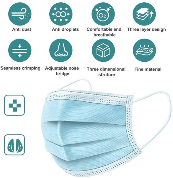 

50 pcs fast disposable mask anti-dust face mask factory directly wholesale non woven face masks with ce certification