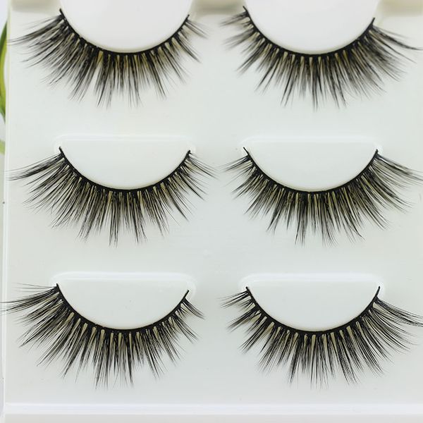 

3pcs/lot 100% handmade real false eyelash 3d strip mink lashes thick fake faux eyelashes makeup beauty false eyelashes