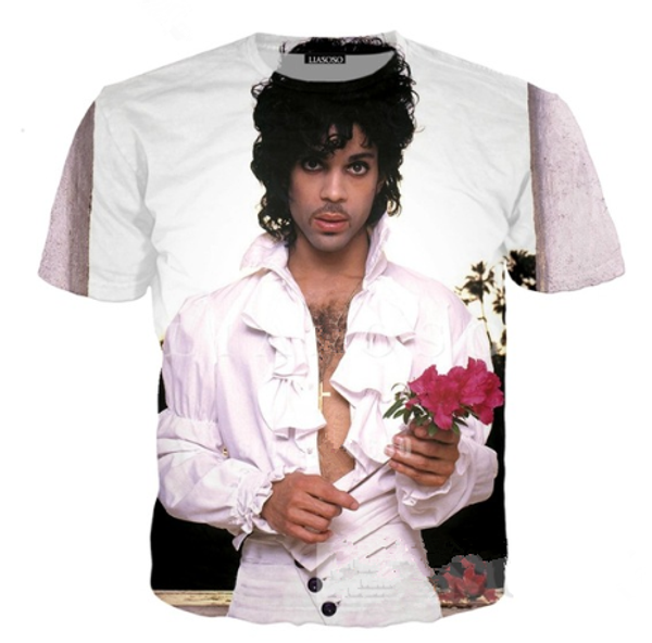 

fashion singer prince rogers nelson t shirt 3d print men/womens funny summer round collar short sleeve casual u1336, White;black