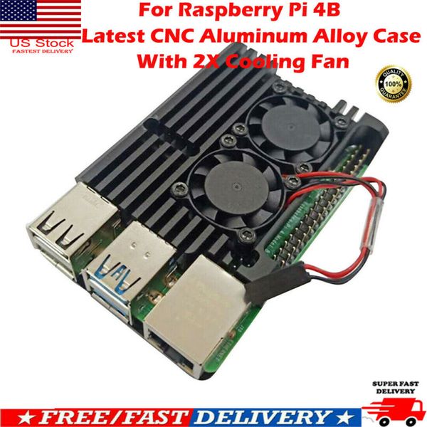 

для raspberry pi 4b новейший корпус из алюминиевого сплава с чпу корпус с охлаждающим вентилятором us