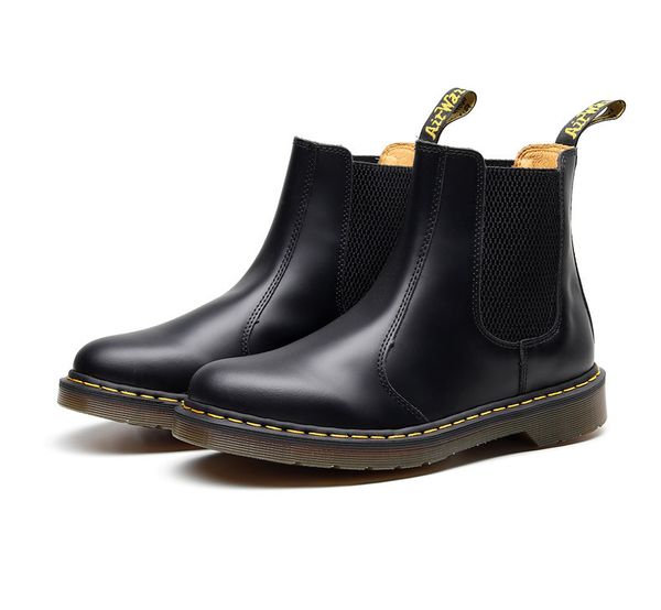 

2020 sale-big size 35-48 genuine leather shoes 2976 men and women boots martin motorcycle autumn winter shoes lover snow boots, Black