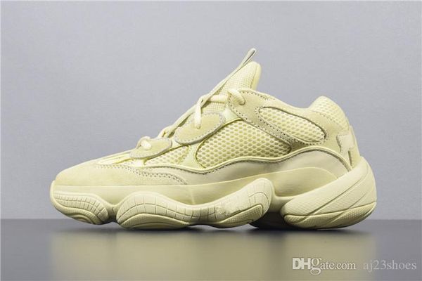 

новая соль 500 kanye west кроссовки с оригинальной коробкой 2019 дизайнерская мужская обувь super moon yellow blush desert rat 500 спортивны