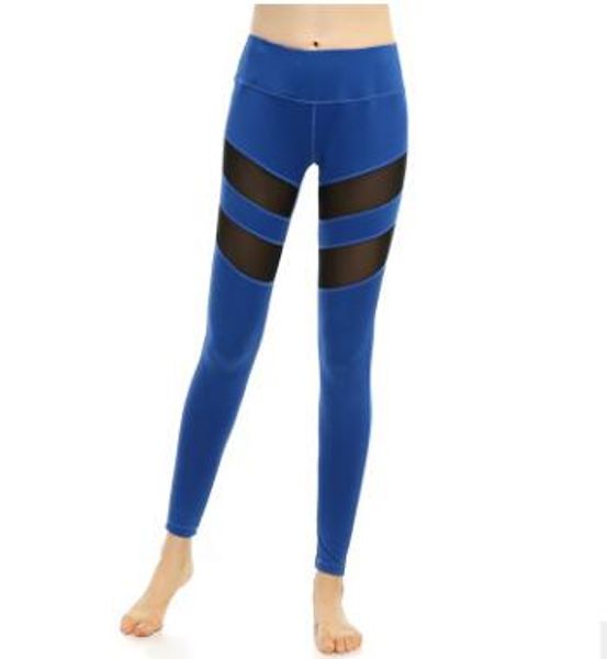 

2019 fashibreathable mesh spandex yoga pants bodysuit workout leggings women's mid-waist workout workout pants, Blue;gray