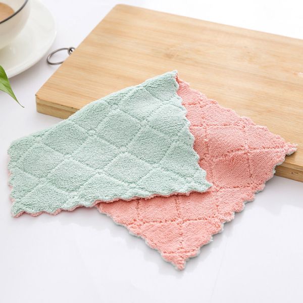 

2019 4pcs cleaning towel solid color double side absorbent microfiber wiping cloth csl88