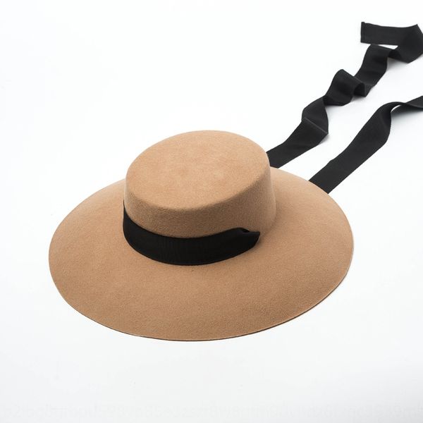 

woolen woolen lace big eaves cap flat cap lace flat hat women's walk show concave shape big hat, Blue;gray
