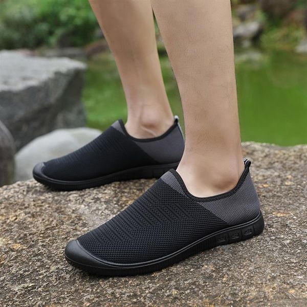 

men slip on outdoor walking breathable flat sneakers breathable trainers lightweight mesh low running walking hiking shoes