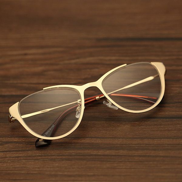 

new fashion men optical glasses frame for women metal vintage cat eye eyeglasses half-frame eyewear for male female, Silver