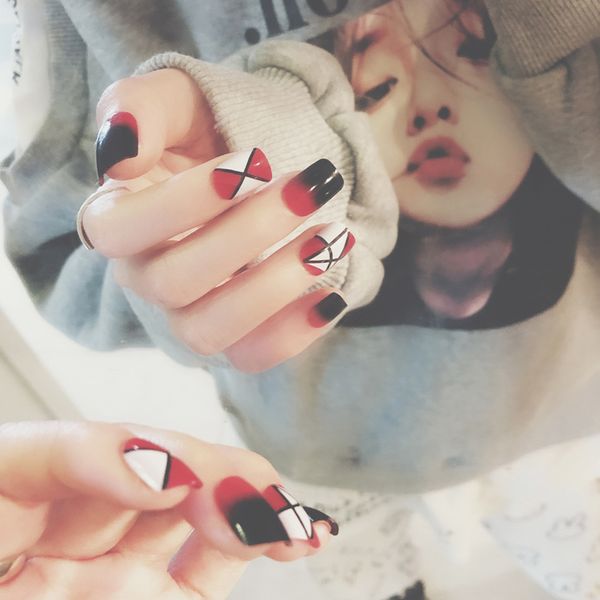 

nail art stickers diy decoration decals gradient fashion gift for women lady bride js11, Black