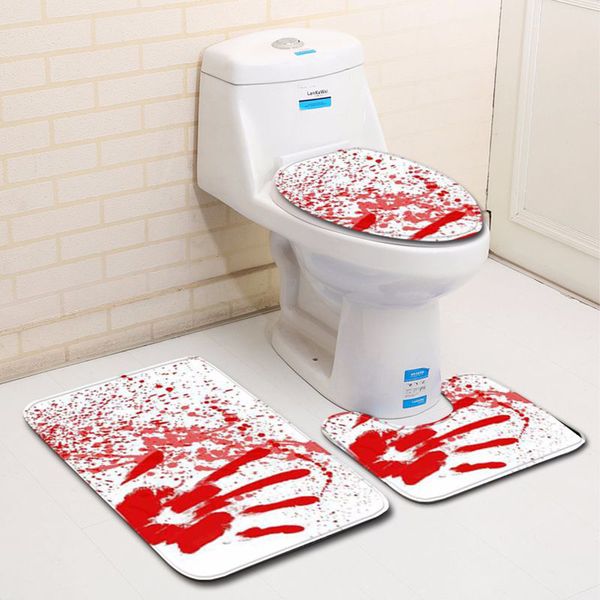 

bath rugs blood handprint bathroom toilet three piece floor mat happy halloween door mat bathroom carpet alfombra vinilica g806