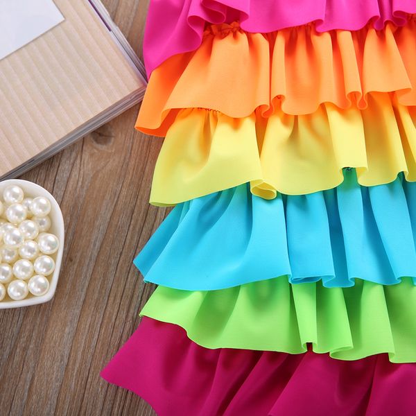 

summer toddler infant baby girls summer beachwear kids rainbow bikini swimwear bathing colorful swimsuit, White