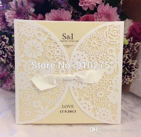 Wholesale Vintage Diy Laser Cut Lace Flower Wedding Invitation